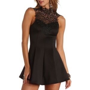 Crochet lace neck dress